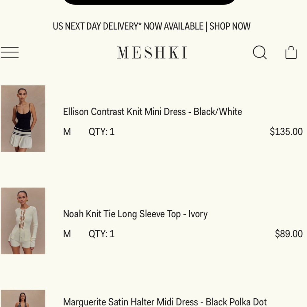 NWOT Meshki Black and White Sleeveless Knit Mini Dress | Size M | Never Worn - Picture 2 of 5